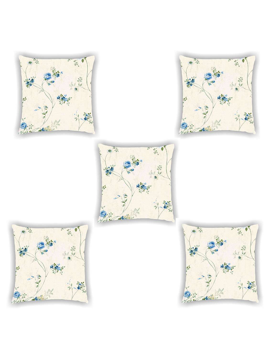 white satin floral print cushion covers (set of 5)