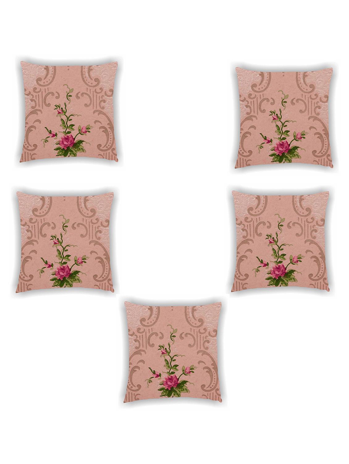 pink satin printed cushion cover (set of 5) - 11155246 - Zoom Image - 0