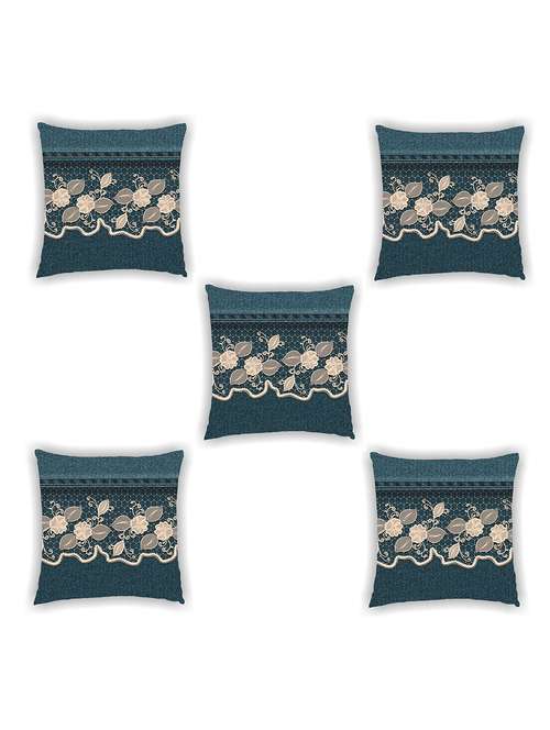 navy blue satin laced cushion cover (set of 5) - 11155254 -  Standard Image - 0
