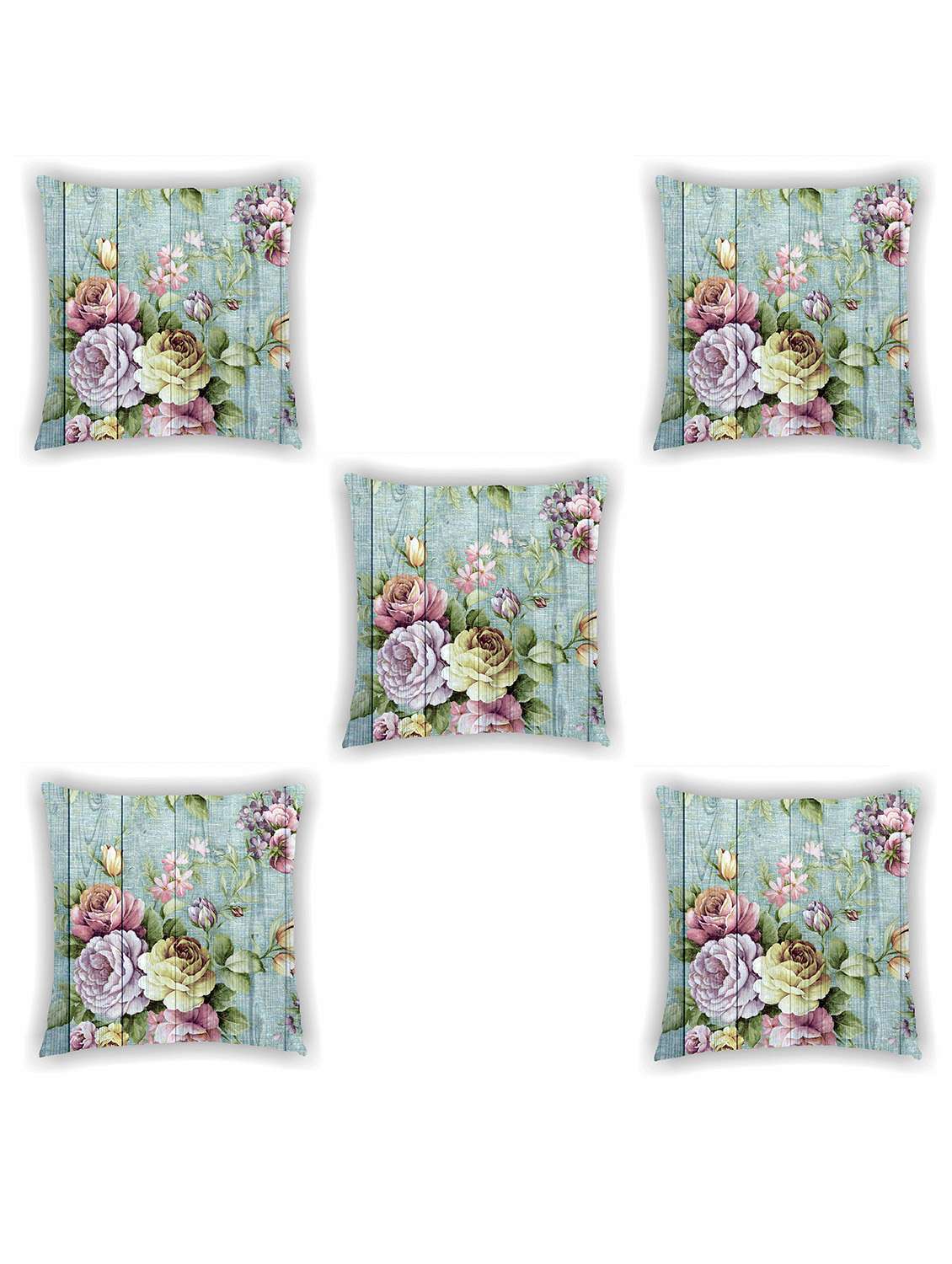 blue floral print satin cushion cover