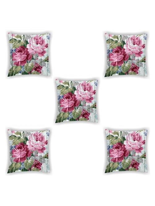 multi coloured satin floral print cushion cover (set of 5) - 11155263 - Standard Image - 0