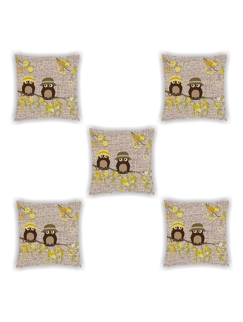 brown satin printed cushion cover (set of 5) - 11155269 - Standard Image - 0