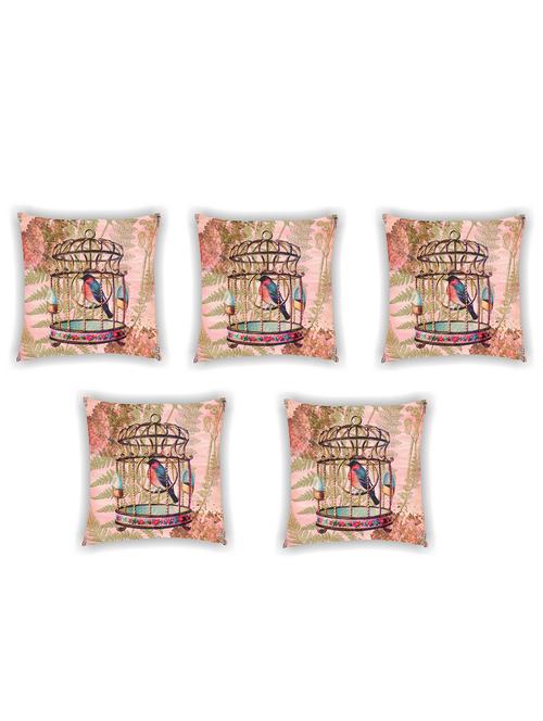 peach satin printed cushion cover (set of 5) - 11155275 -  Standard Image - 0