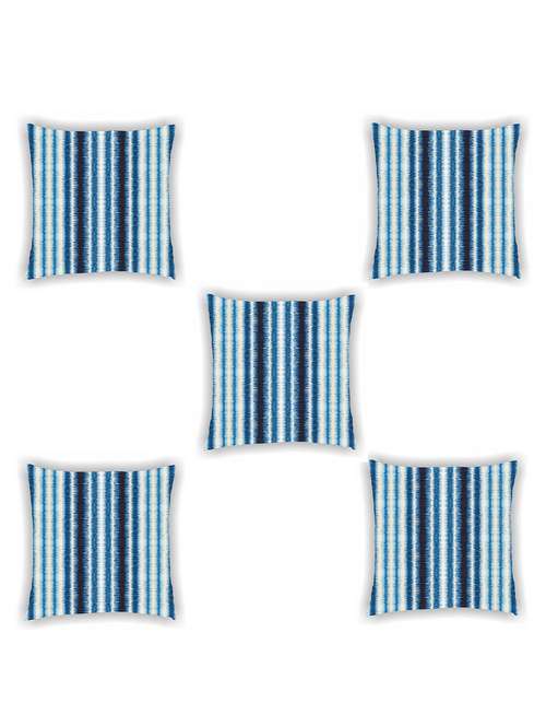 blue and white satin striped cushion cover (set of 5) - 11155288 - Standard Image - 0