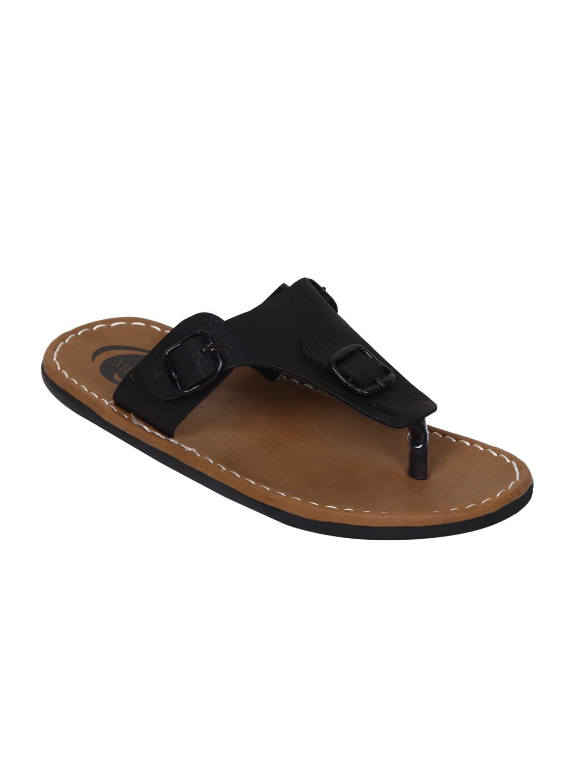 brown leatherette sandals