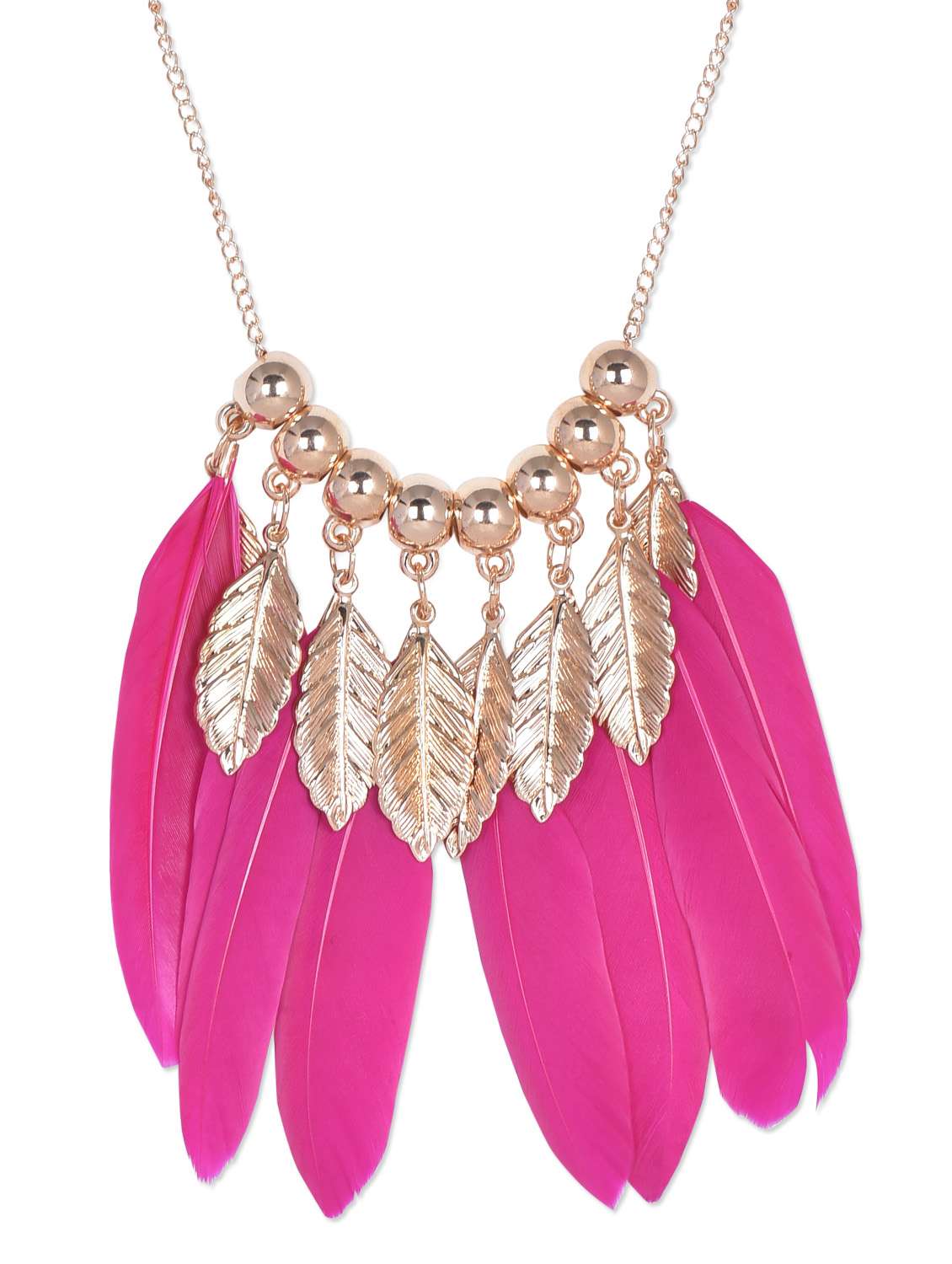 hot pink feather necklace