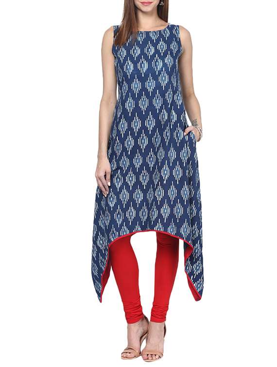 Indigo Hand Block Print Sleeveless Kurta