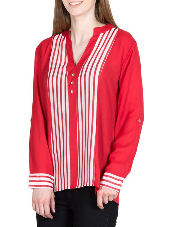 women's straight mandarin neck top - 11204756 - Standard Image - 1
