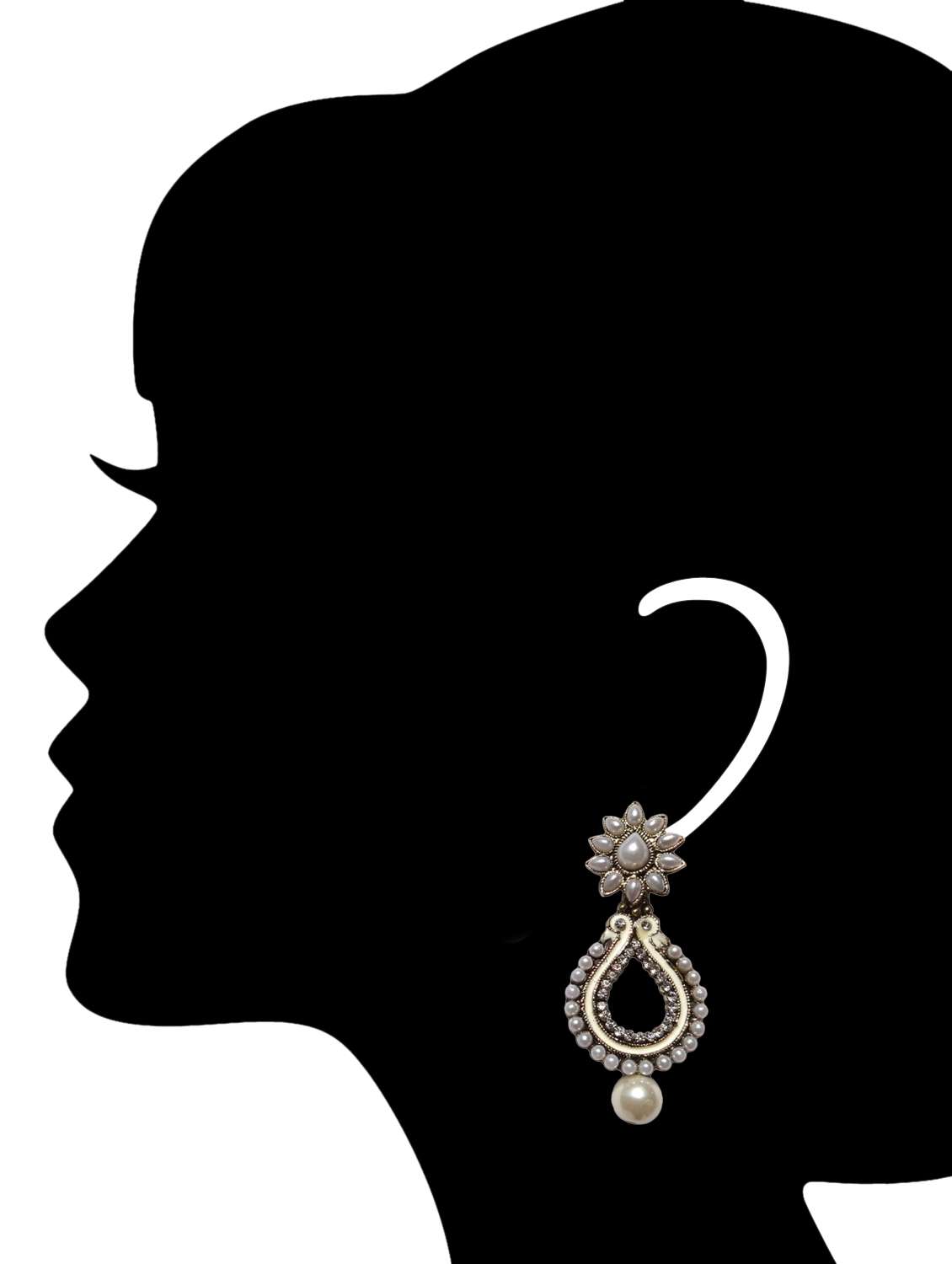 white metal pearl earrings - 11204908 - Standard Image - 1