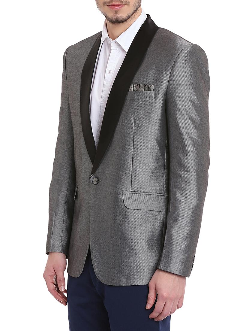 solid grey viscose formal blazer - 11205023 - Standard Image - 1