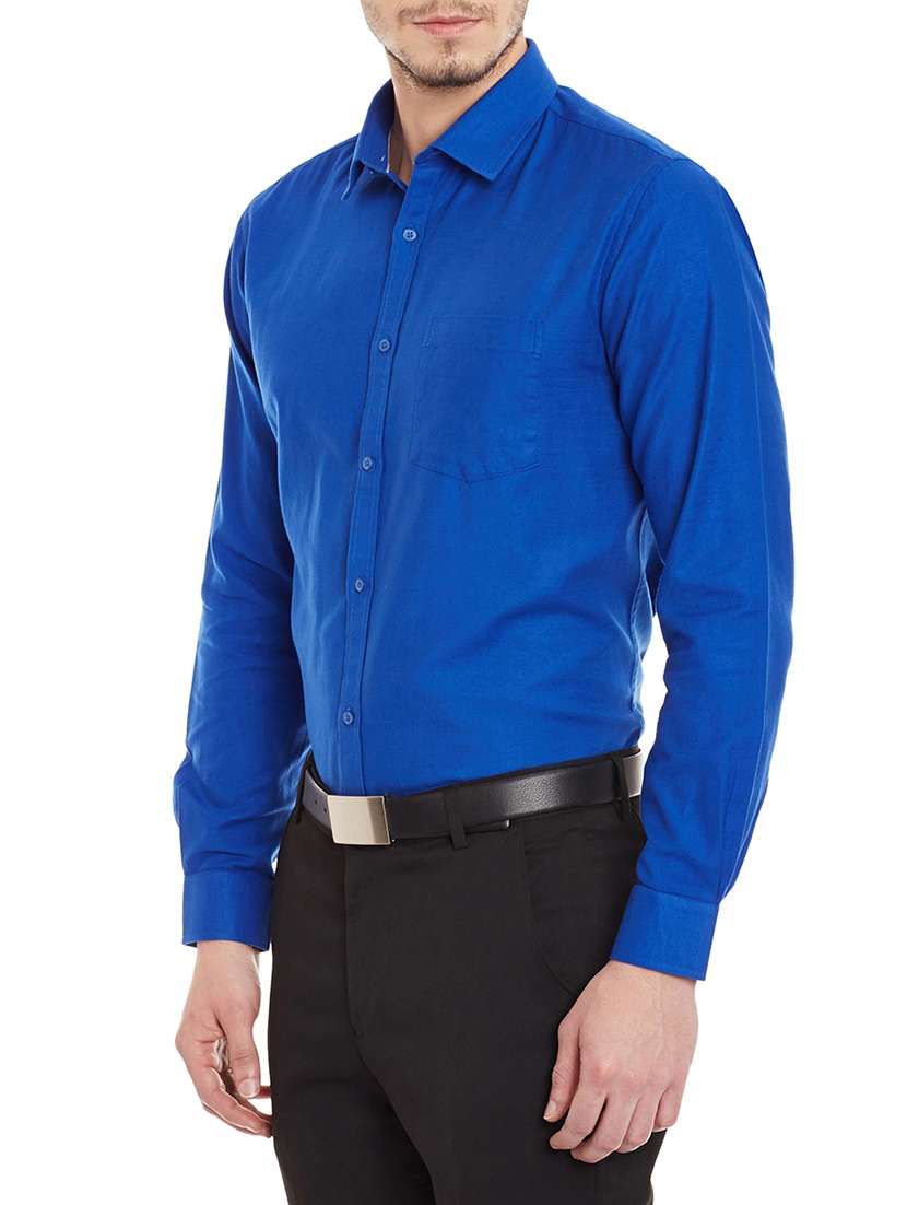 solid dark blue cotton formal shirt - 11205054 -  Standard Image - 1