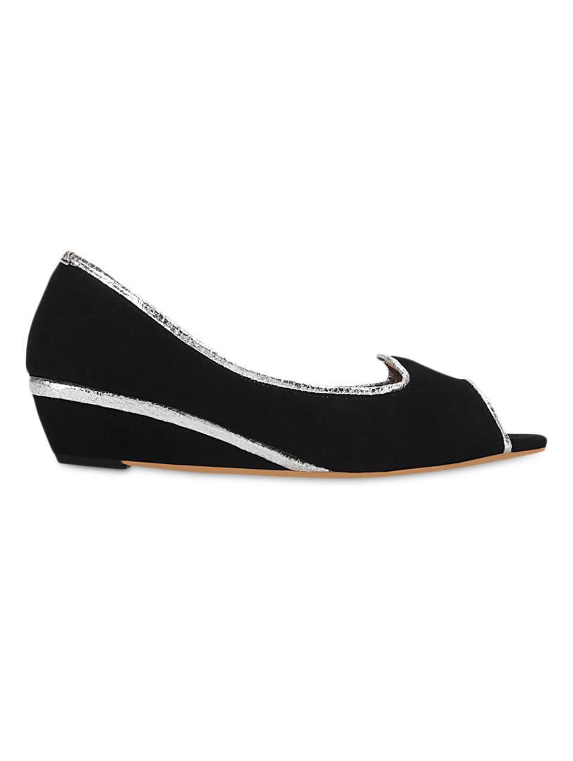 Black Peep Toes Wedge Heel Sandals - GET GLAMR