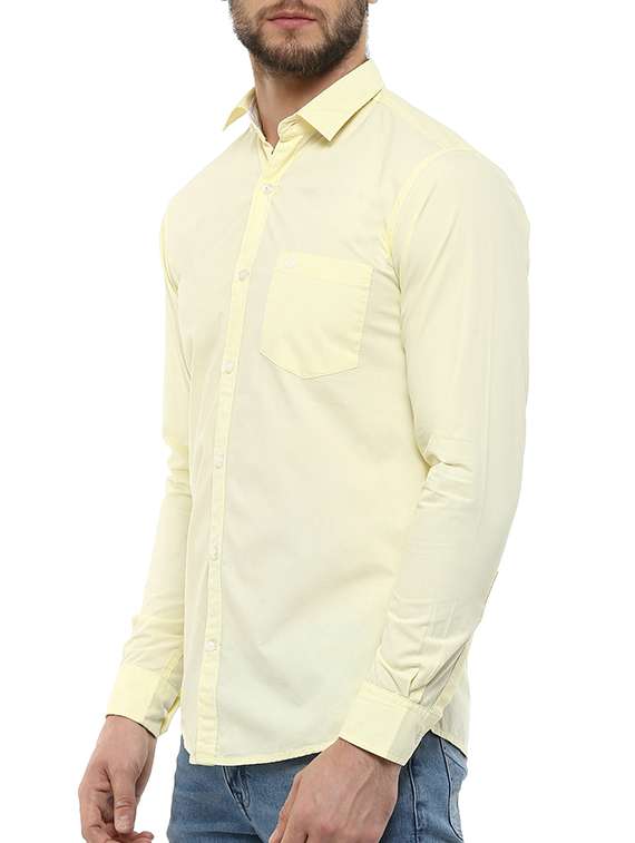 light yellow cotton casual shirt - 11216506 - Standard Image - 1