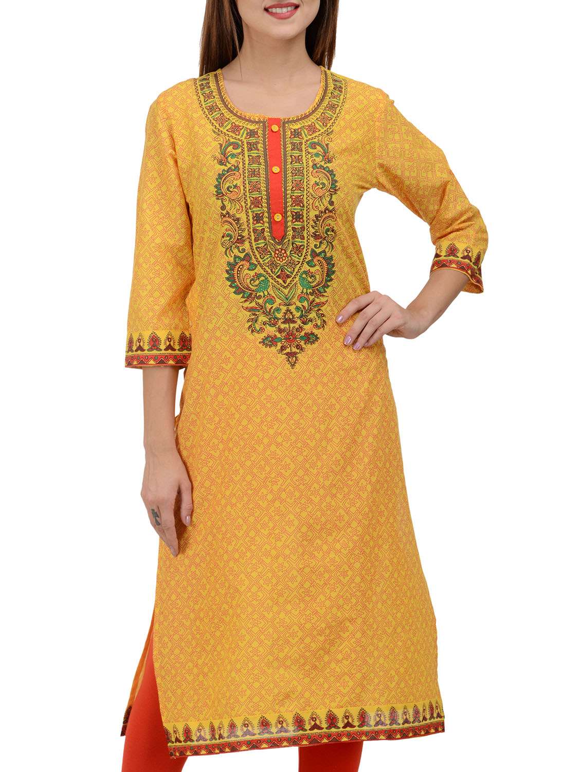 yellow cotton kurta