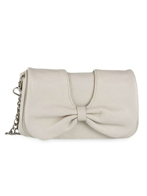 bow attached leatherette clutch bag