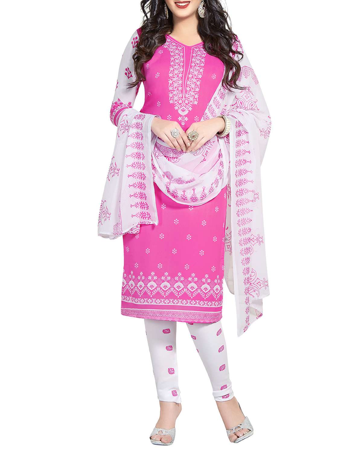 pink blend un-stitched dress material