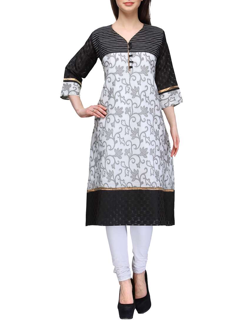 white chanderi straight kurta