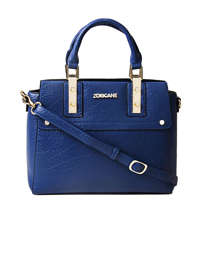 blue leatherette handbag