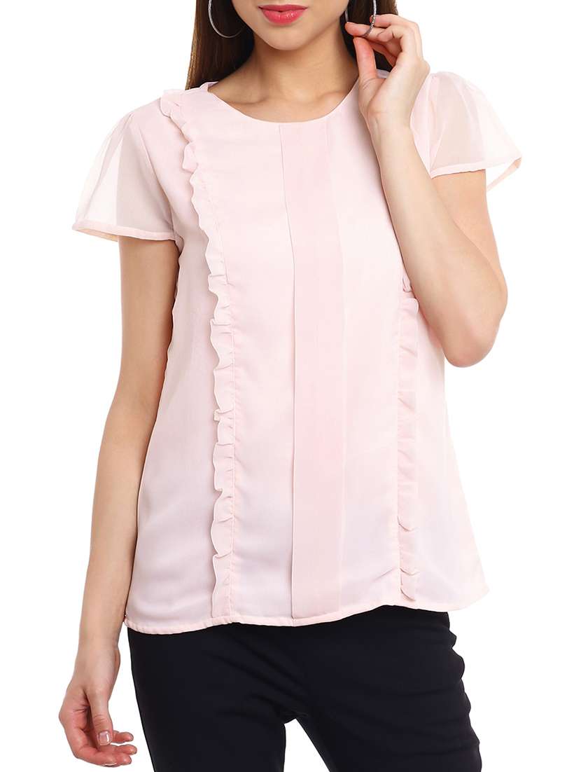 frill detail pleated front top