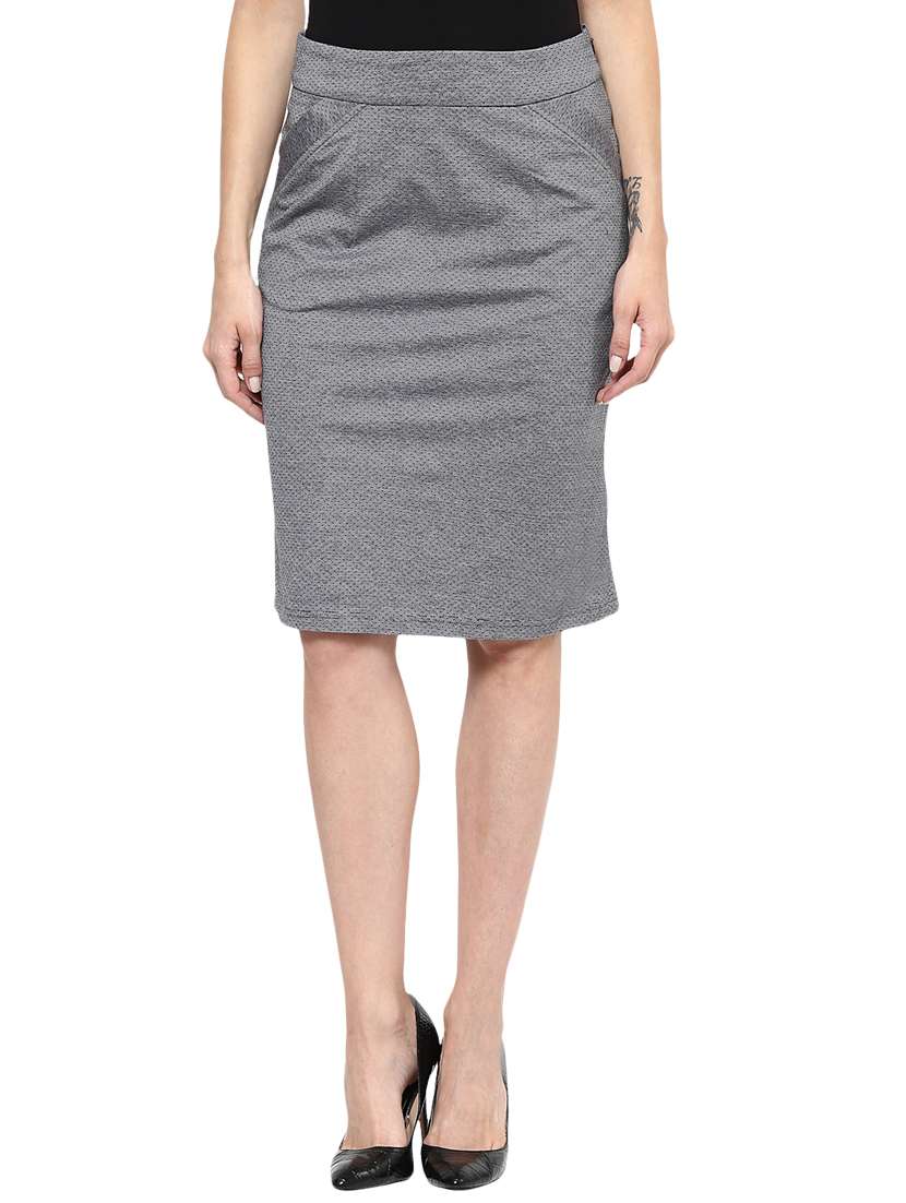 grey cotton pencil  skirts