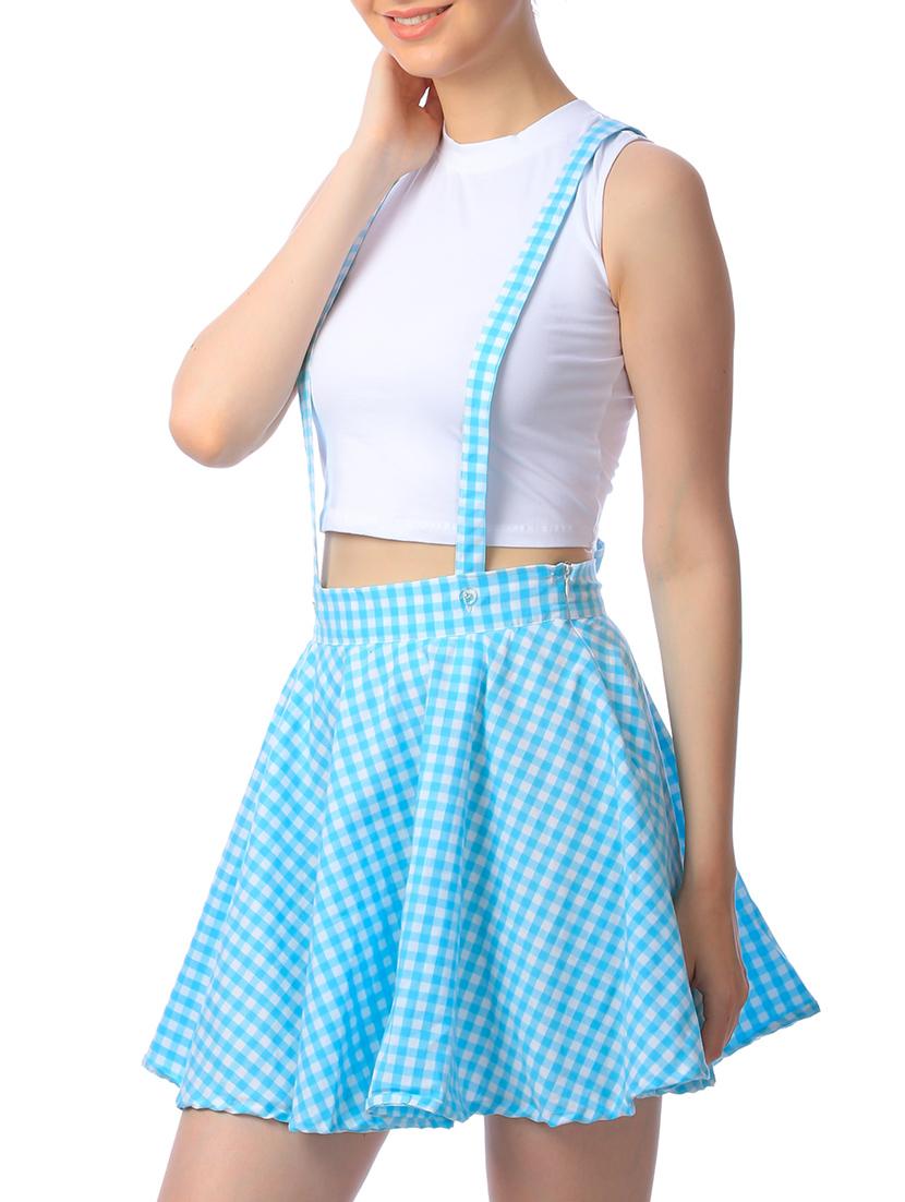 blue cotton flared skirt with suspenders - 11269443 -  Standard Image - 1