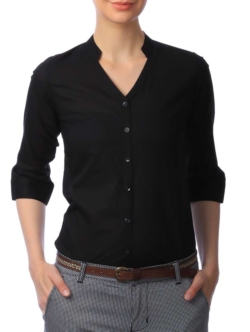 black cotton regular shirt