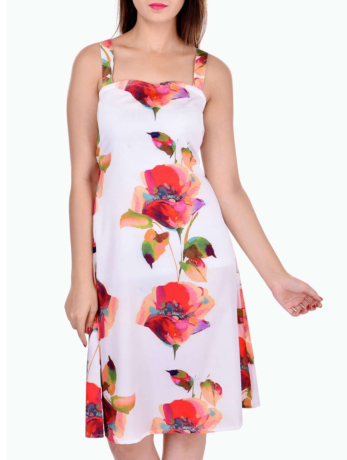 white crepe aline dress
