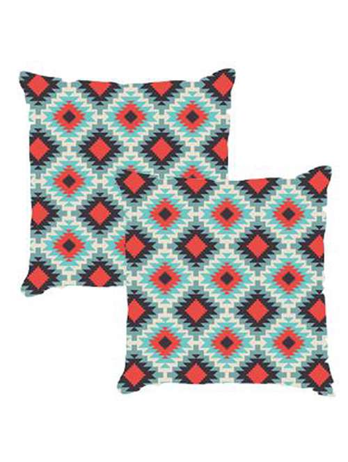 multicoloured printed satin cushion cover (set of 2) - 11270552 -  Standard Image - 0