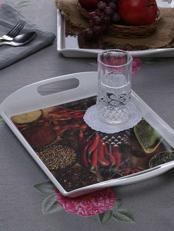 machi multicolour melamine serving tray - set of 2