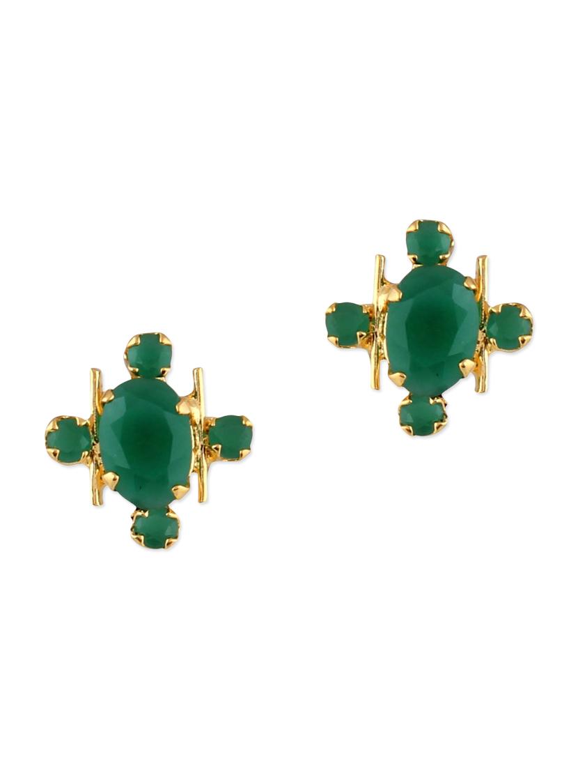 Green Brass Studs Earring Earrings - By