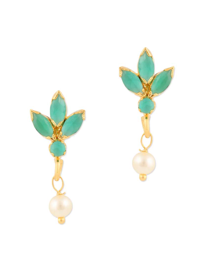 green brass drop earrings