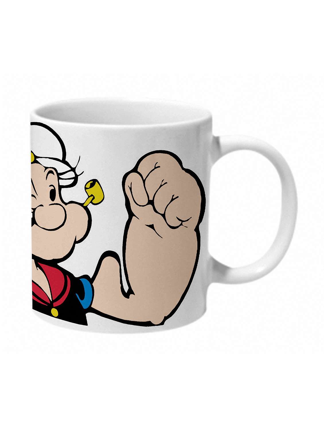 popeye big biceps white printed ceramic mug