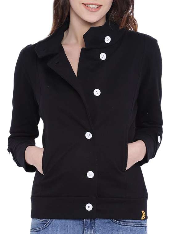 contrast button up jacket 