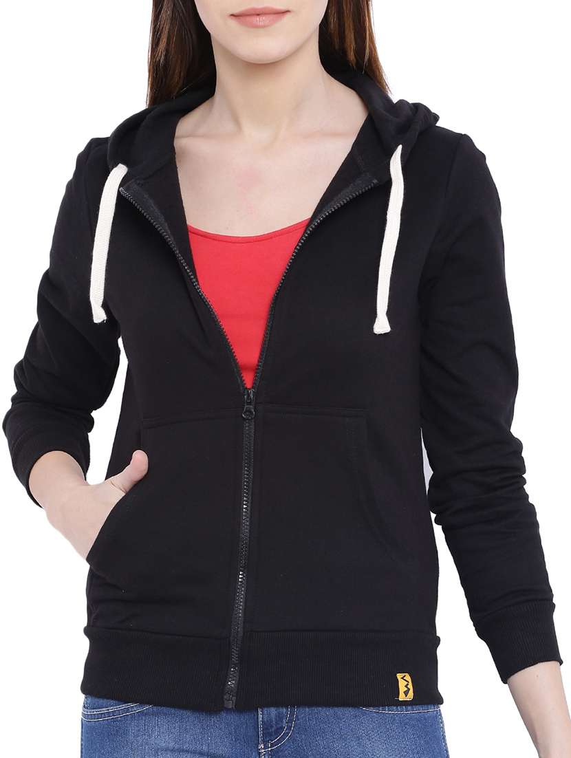 hooded neck solid jacket 