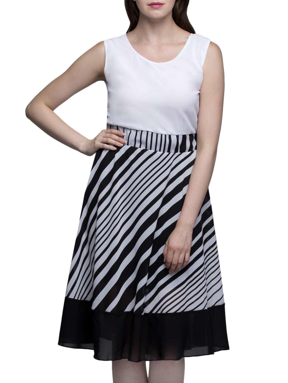 white poly georgette printed dress