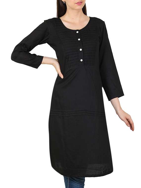 black rayon solid kurta
