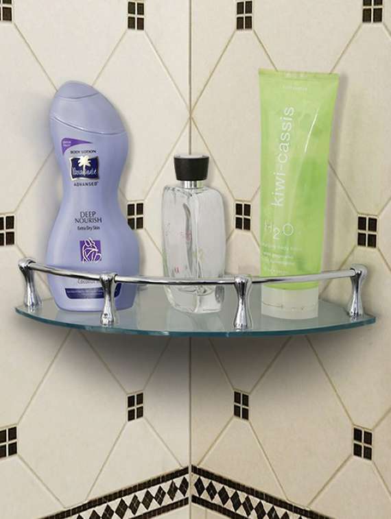 chrome plated bathroom shelf