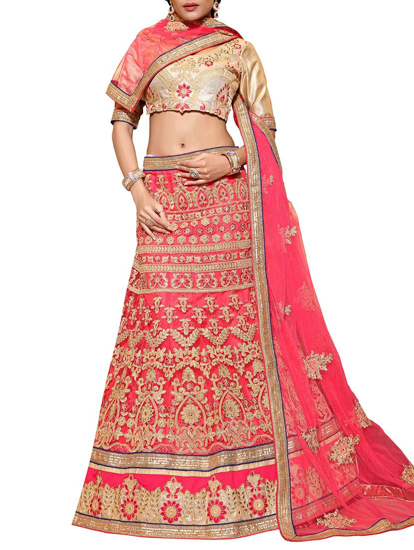 pink net lehenga