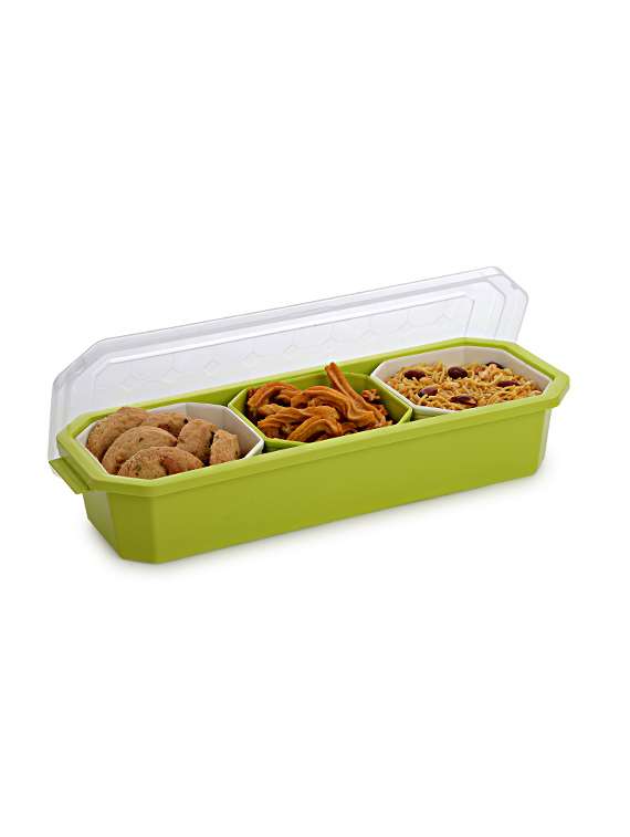 snax tray 3 bowl (tray colour - apple green)