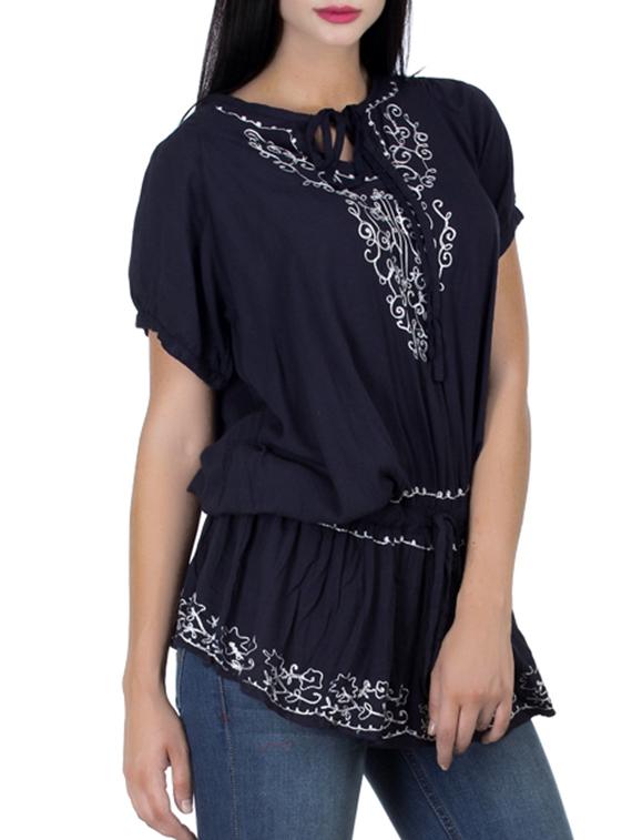 blue rayon embroidered top - 11297580 -  Standard Image - 1