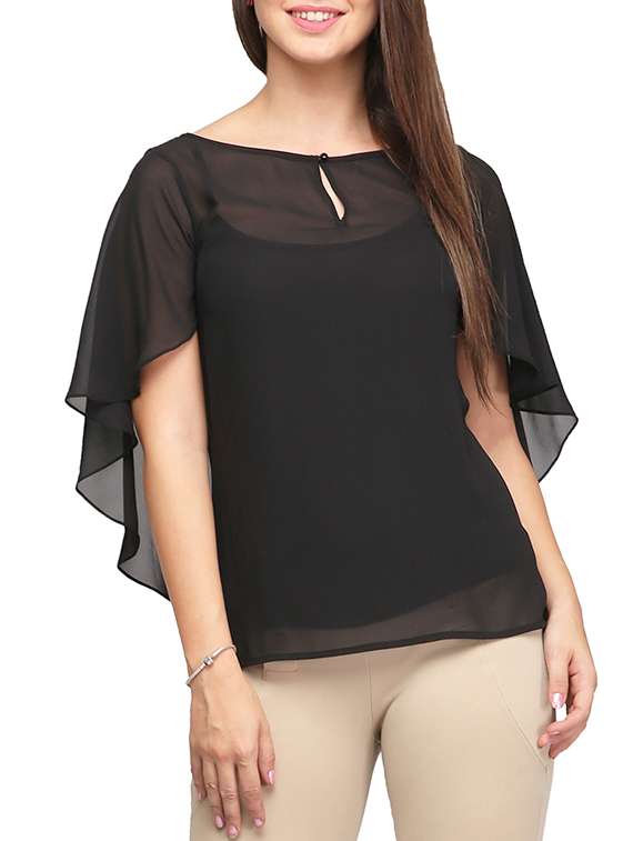 key hole front cape sleeved  top