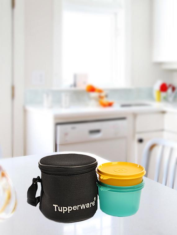Tupperware Small Executive Plastic Lunch Box with Insulated Bag Set of 2