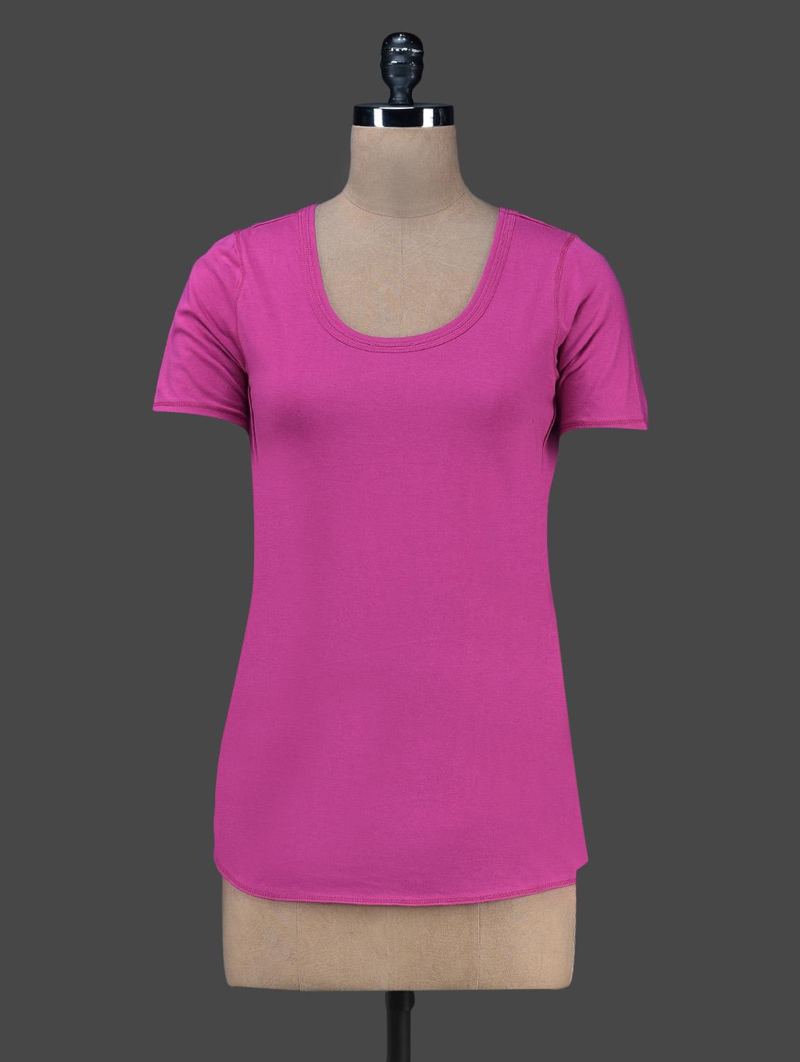 Round Neck Short Sleeves Solid Top - Vrtya