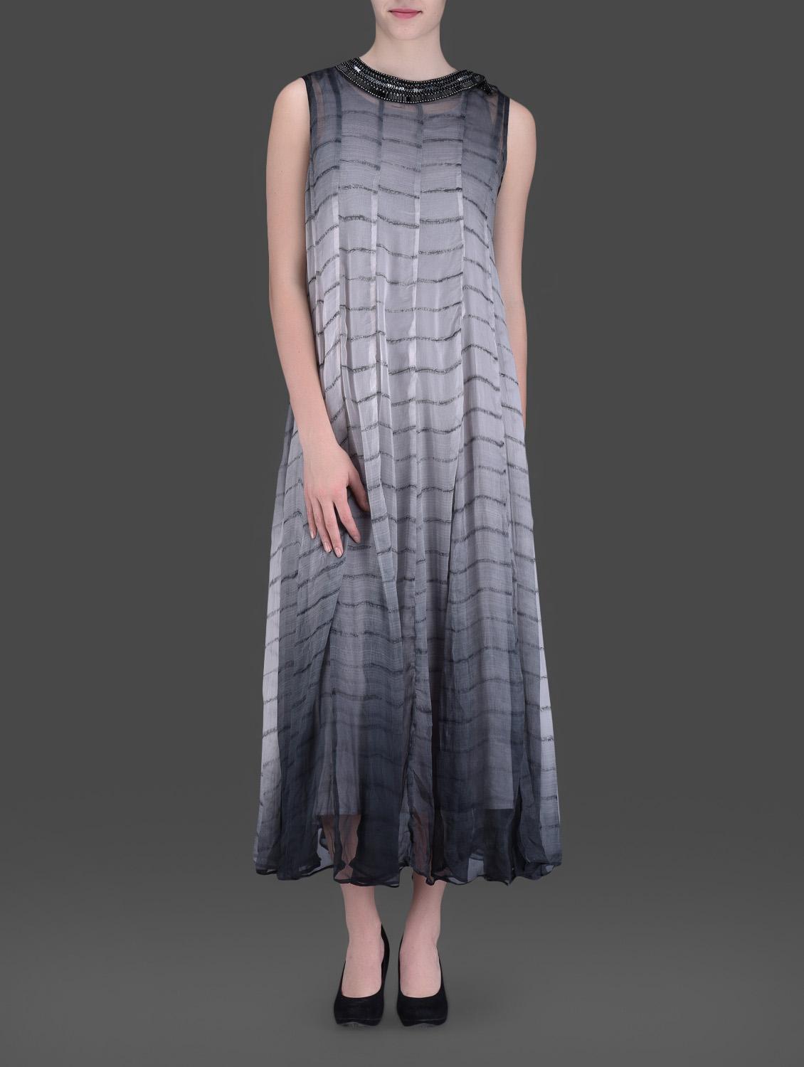 Grey Embellished Maxi Dress - LABEL Ritu Kumar