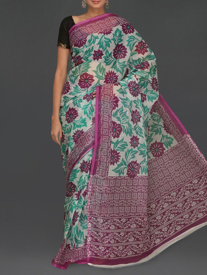 Floral With Leaf Printed Kota Saree - Komal Sarees