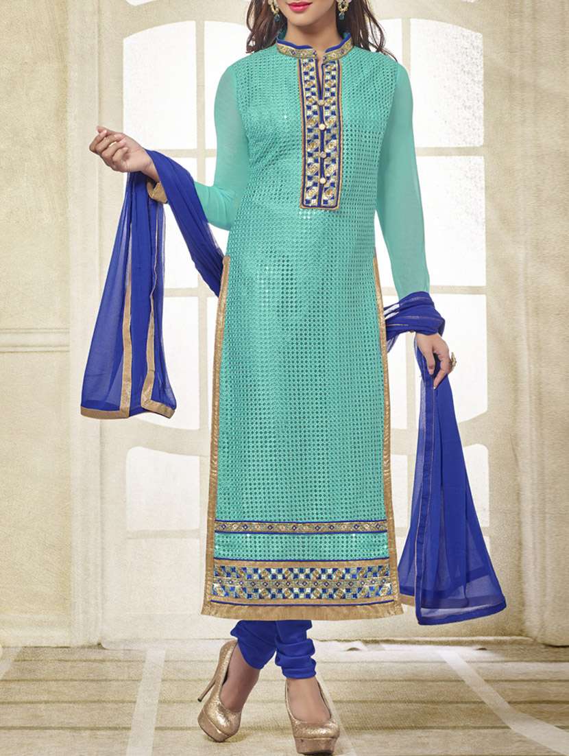 embroidered unstitched churidaar suit
