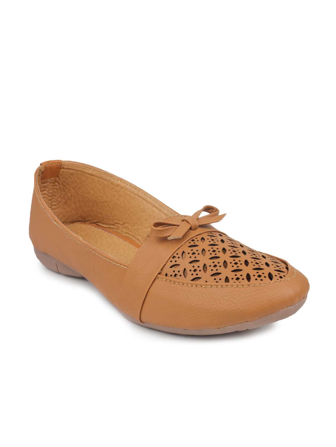 brown slip on faux leather loafer