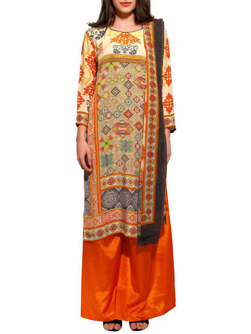multicolor crepe unstitched suit