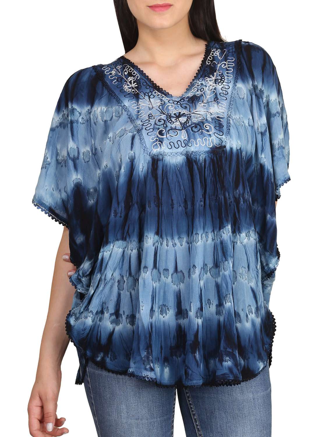 blue color, rayon kaftan top