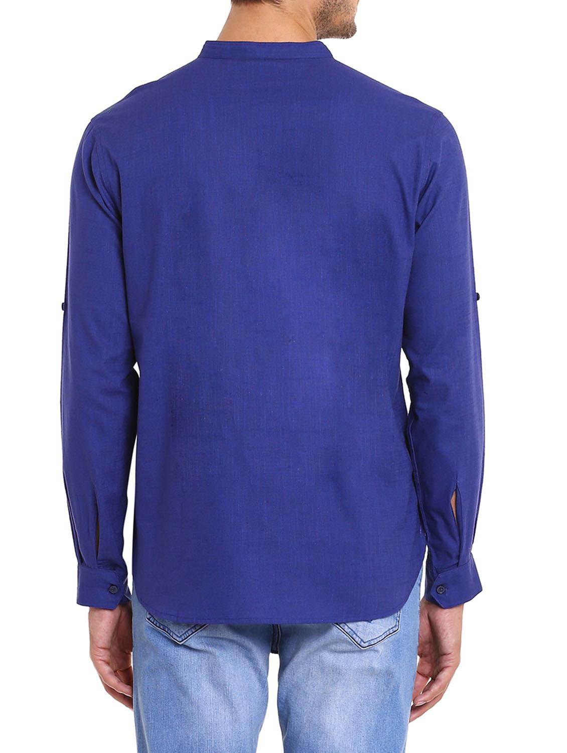 solid royal blue cotton kurta - 11338578 - Standard Image - 1